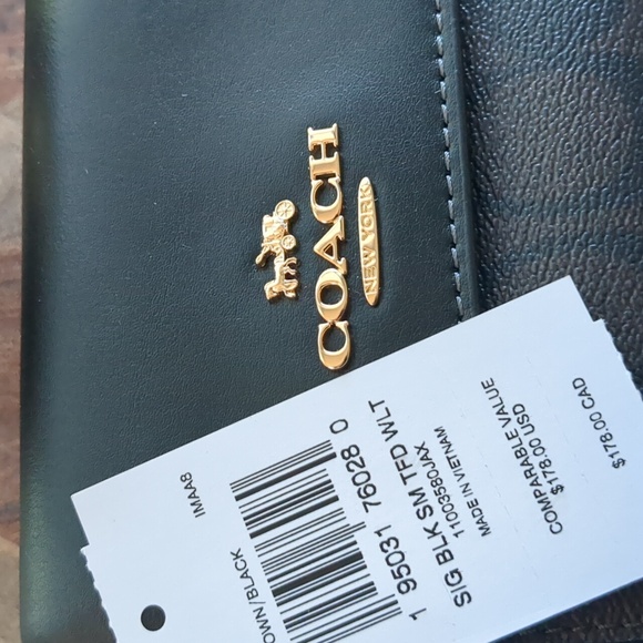 Coach Signature Smooth Leather & Coated Canvas Wallet New with Gift Box ❤️ - Picture 8 of 9